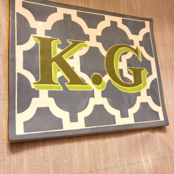 Jill Rosenwald Signed Ceramic Monogram K. G Tray - Picture 2 of 12